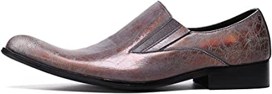 Santimon Men's Crackle Glaze Western Loafers