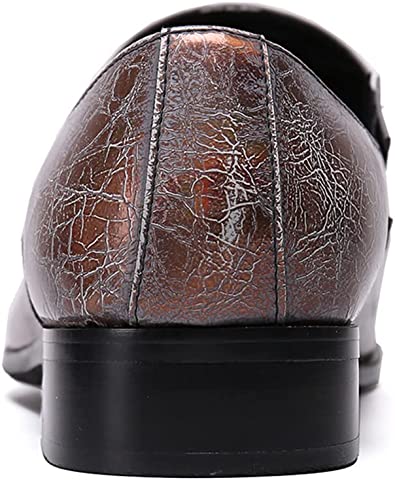 Santimon Men's Crackle Glaze Western Loafers