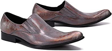 Santimon Men's Crackle Glaze Western Loafers