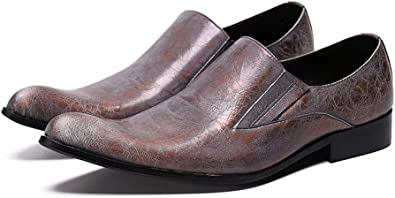 santimon Men's Crackle Glaze Western Loafers