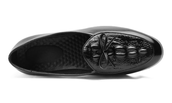Santimon Men's Croc Bow Loafers Black