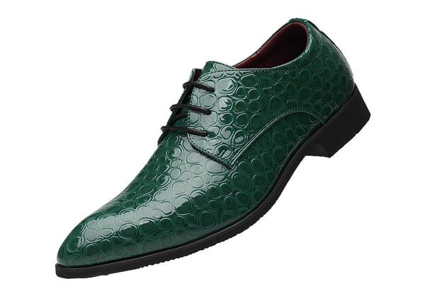 Santimon Men's Croc Patent Leather Derby Shoes
