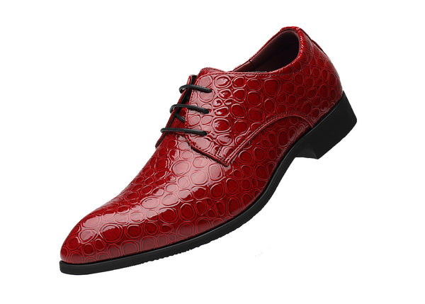 Santimon Men's Croc Patent Leather Derby Shoes