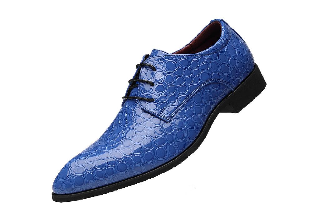 santimon Men's Croc Patent Leather Derby Shoes