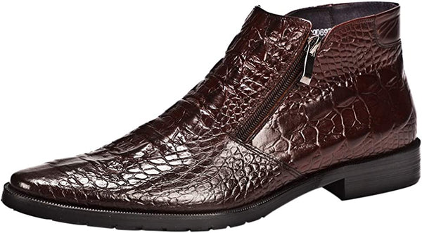 Santimon Men’s Crocodile Chelsea Boots Black Red