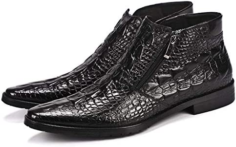 santimon Men’s Crocodile Chelsea Boots Black Red