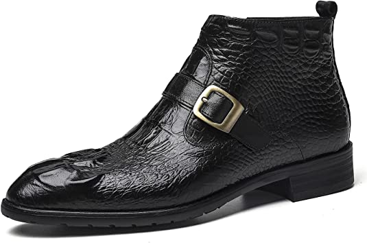 Santimon Men's Crocodile Chelsea Boots Strapped