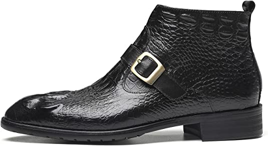 Santimon Men's Crocodile Chelsea Boots Strapped