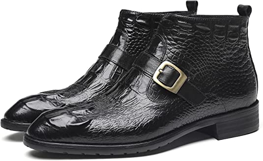 santimon Men's Crocodile Chelsea Boots Strapped