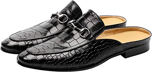 Santimon Men's Crocodile Horsebit Mules