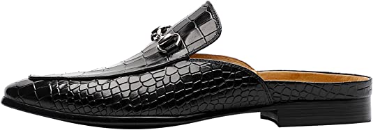 Santimon Men's Crocodile Horsebit Mules