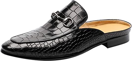 santimon Men's Crocodile Horsebit Mules
