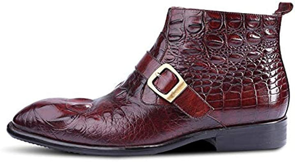 Santimon Men's Crocodile Strap Chelsea Boots