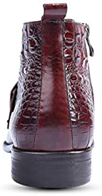 Santimon Men's Crocodile Strap Chelsea Boots