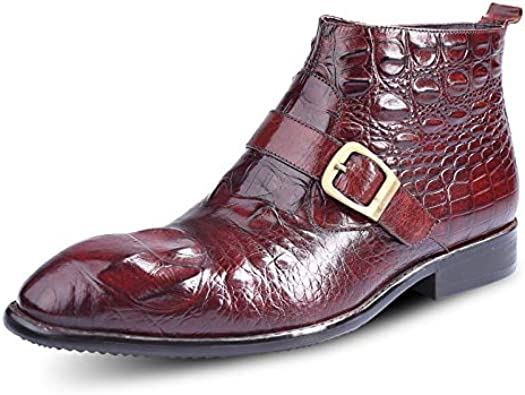 santimon Men's Crocodile Strap Chelsea Boots