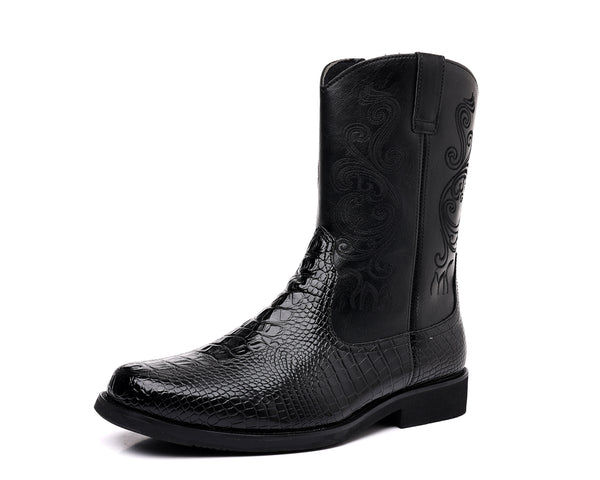 Santimon Men's Crocodile Western Cowboy Boots