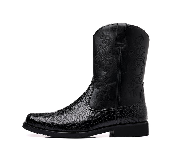 Santimon Men's Crocodile Western Cowboy Boots