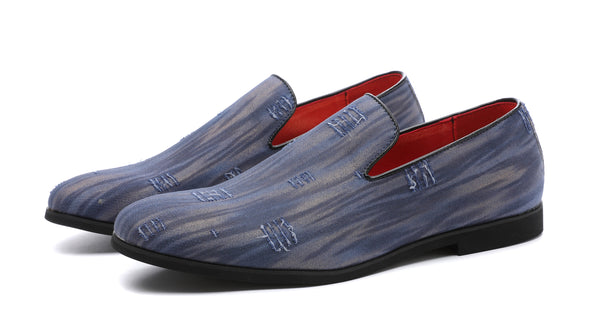 Santimon Men's Denim Summer Smoking Loafers