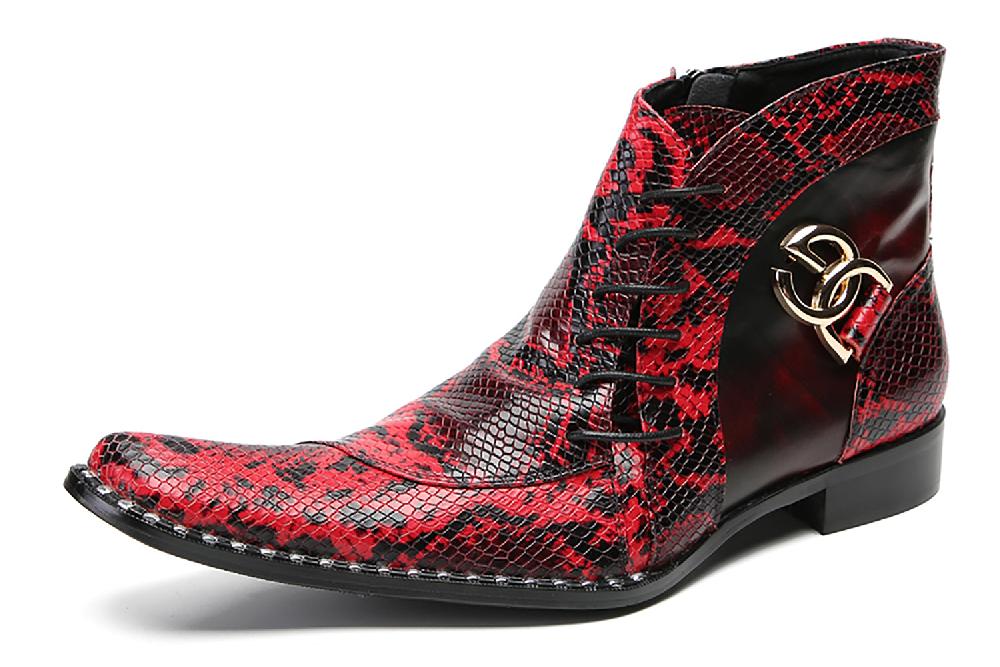 santimon Men's DG-Metal Buckles Western Boots