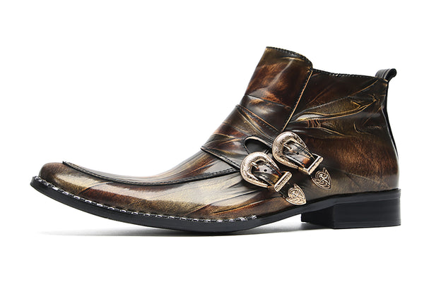 Santimon Men's Double Buckle Western Boots