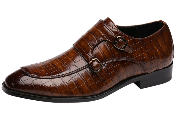 Santimon Men's Double Monk Strap Loafers