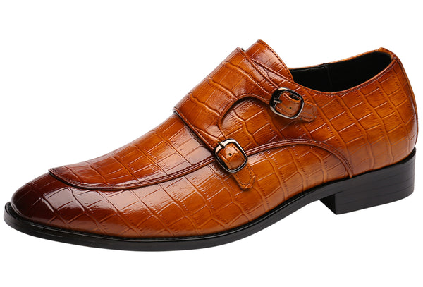 Santimon Men's Double Monk Strap Loafers