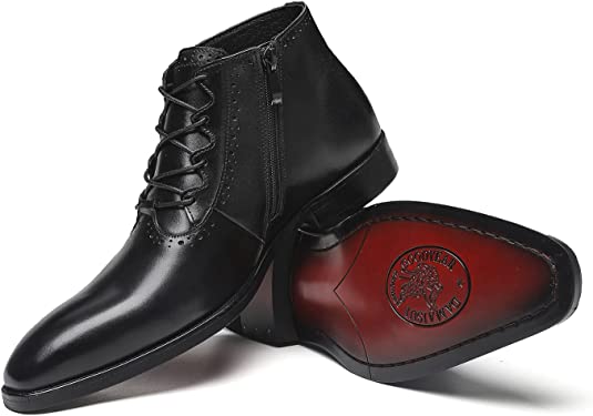 Santimon Men's Dress Boots Sleek Cut Black Brown