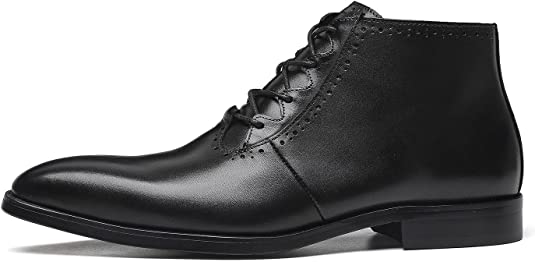 santimon Men's Dress Boots Sleek Cut Black Brown
