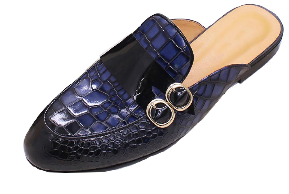 santimon Men's Dress Crocodile Print Mules