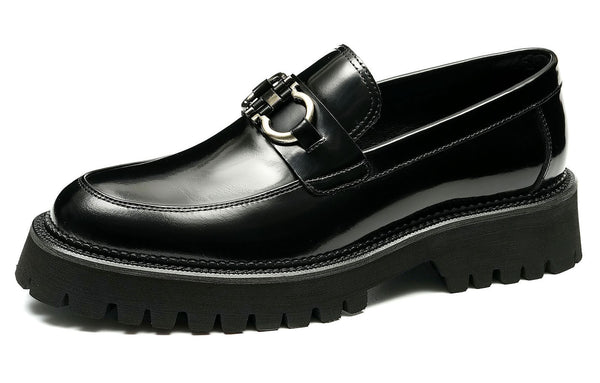 Santimon Men's Dress Horsebit Buckle Loafer