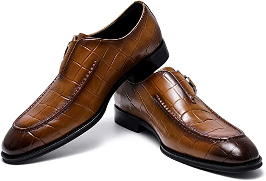 Santimon Men's Dress Loafers Monk Strap
