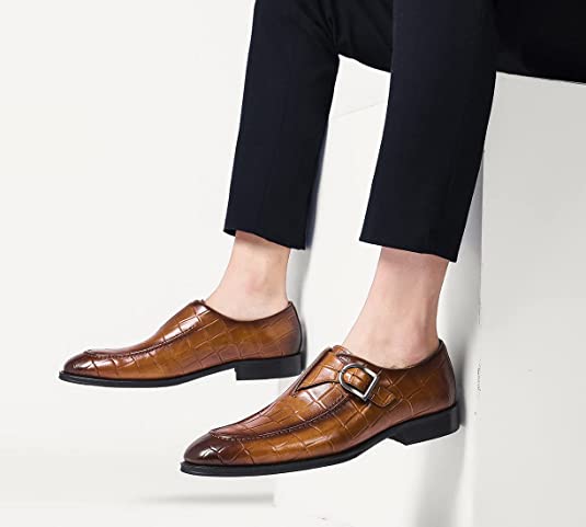 Santimon Men's Dress Loafers Monk Strap