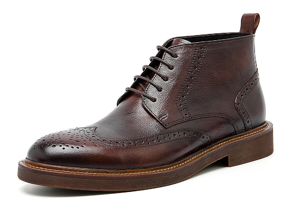 santimon Men's Dress Longwing Brogues Oxford Boots