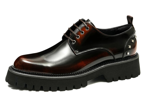 Santimon Men's Dress Rivets Thick Sole Derby