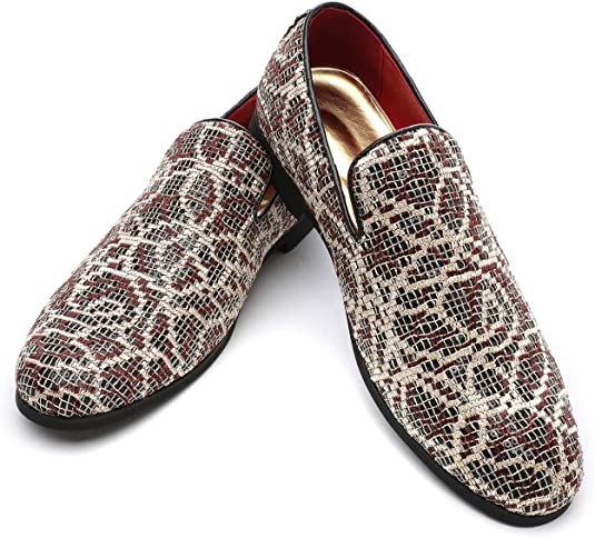 Santimon Men's Embroidered Smoking Loafers
