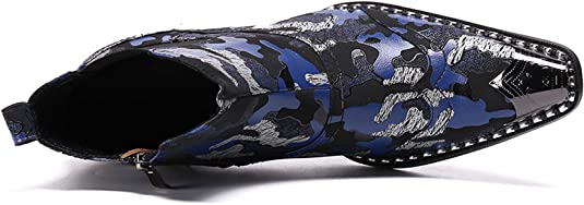 Santimon Men's Embroidered Western Boots Metal Tip