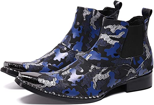 santimon Men's Embroidered Western Boots Metal Tip