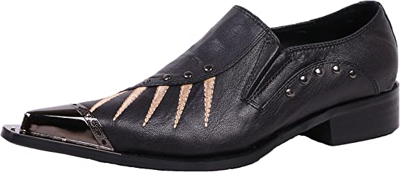 Santimon Men's Embroidery Dragon Western Loafers