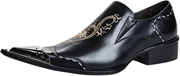santimon Men's Embroidery Dragon Western Loafers