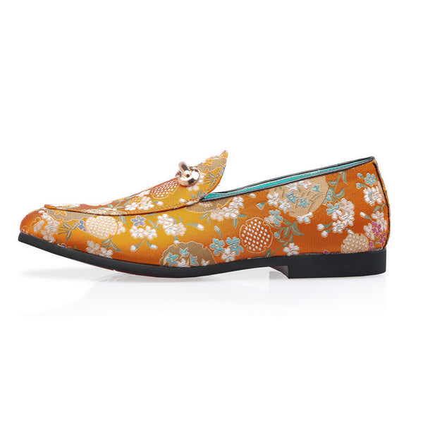 Santimon Men's Embroidery Horsebit Smoking Loafer