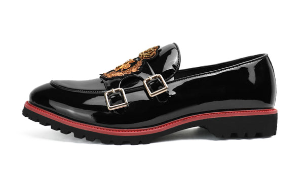 Santimon Men's Embroidery Lug Sole Loafers