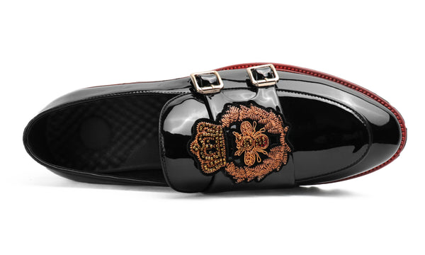 Santimon Men's Embroidery Lug Sole Loafers