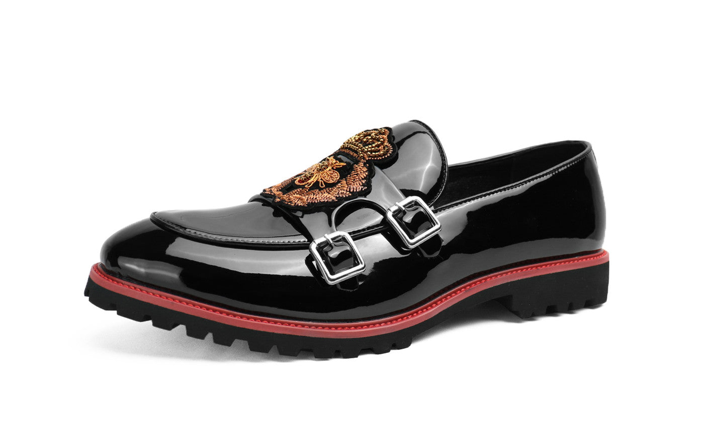 santimon Men's Embroidery Lug Sole Loafers