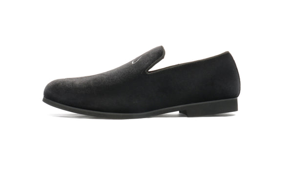 Santimon Men's Embroidery Velvet Loafers Black