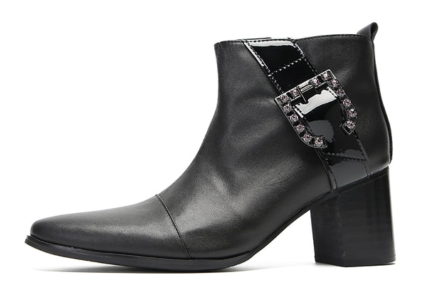 Santimon Men's Fashion Beaded-Buckle Western Boots