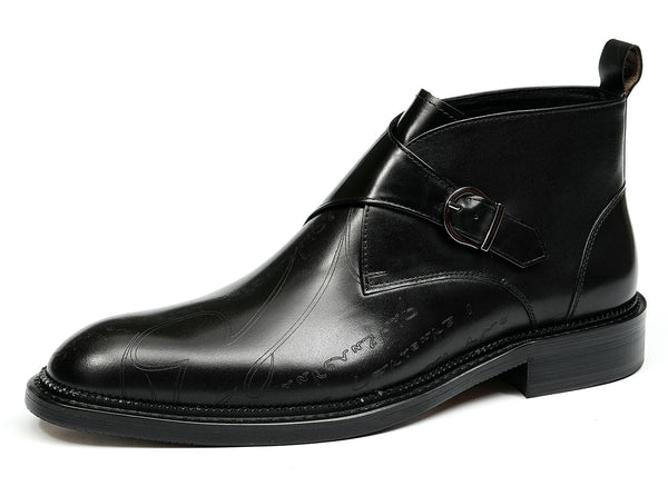 Santimon Men's Fashion Brogues Buckle Dress Boots