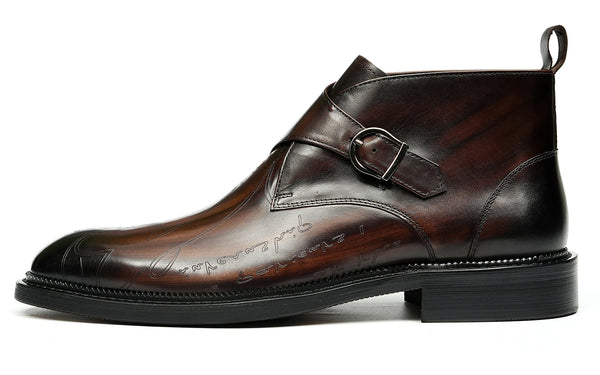 Santimon Men's Fashion Brogues Buckle Dress Boots