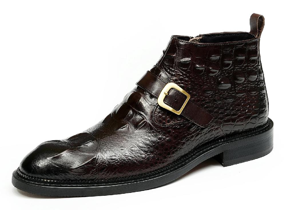 santimon Men's Fashion Handmade Buckle Dress Boots
