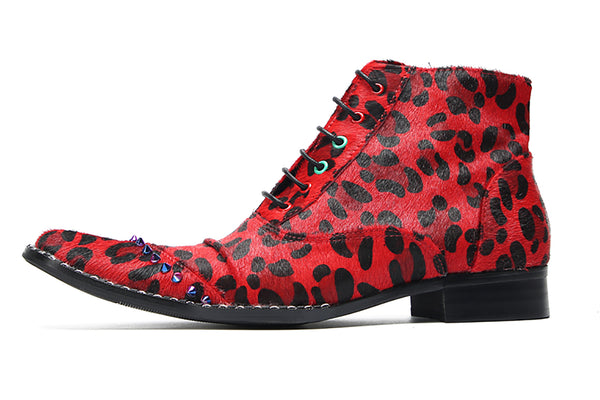 Santimon Men's Fashion Suede Beaded Western Boots