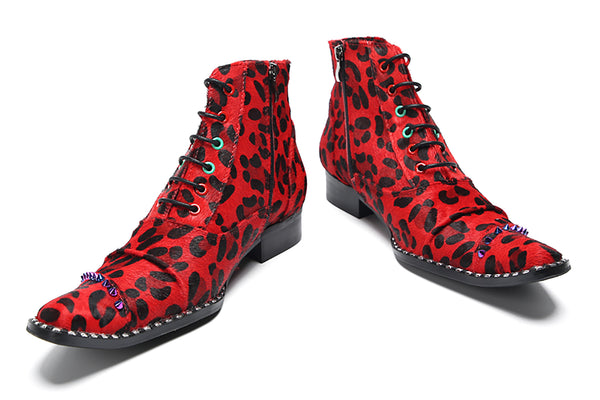 Santimon Men's Fashion Suede Beaded Western Boots